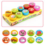 10pcs/Set Children Toy Stamps Cartoon Animals Fruits Traffic Smile Kids Seal For Scrapbooking Stamper