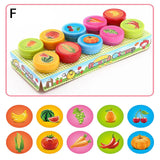 10pcs/Set Children Toy Stamps Cartoon Animals Fruits Traffic Smile Kids Seal For Scrapbooking Stamper